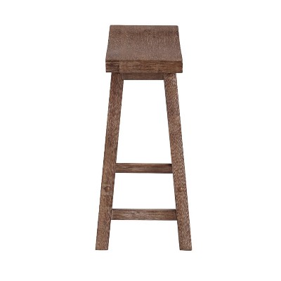 Gray Backless Saddle Style Wooden Counter Stool