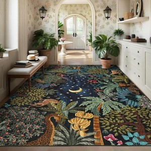 coucheta Multi-size Washable Area Rug for Living Room, Jungle Animal Soft Non Slip Stain Resistant Low Pile Carpet, for Bedroom, Dining Room, Office - 1 of 4