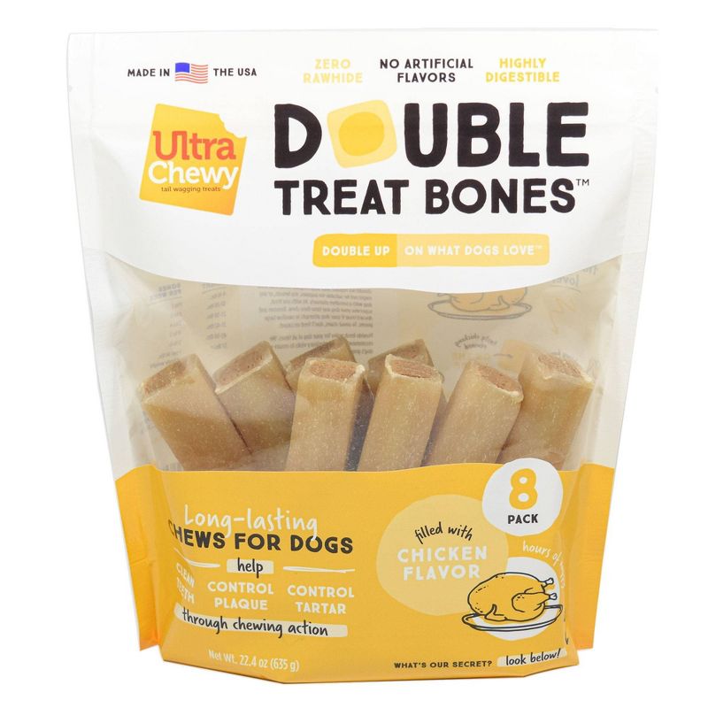 Ultra Chewy Double Bones Chicken Flavor Dry Dental Dog Treats, 1 of 9