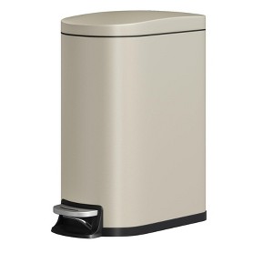 Metal Trash Can with Lid - Step-on Kitchen Garbage Bin, Rustproof, Waterproof with Inner Bucket & Soft Close Lid - 1 of 4