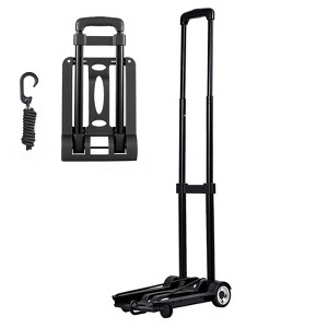 VEVOR Folding Hand Truck, 110 lbs Load Capacity, Collapsible Luggage Cart with 2 Wheels & 1 Elastic Rope, Utility Dolly Platform Cart, Black - 1 of 4