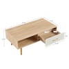 KTMBDW Coffee Table 41" Mid Century Modern Center Table with Drawer, Fluted Living Room Table with Storage, Open Shelf Coffee Table - 4 of 4