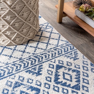 Blue Synthetic Reversible Rectangular 8' x 10' Area Rug