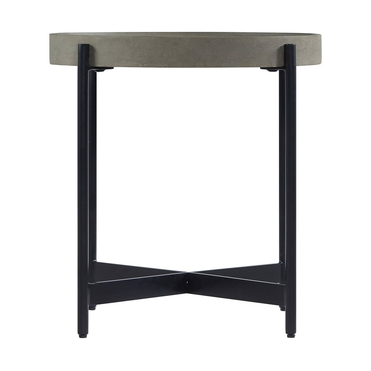 20" Brookline Round Wood with Concrete Coating End Table Concrete Gray - Alaterre Furniture: Chic Tray Top, Sturdy X-Frame - thumbnail 3