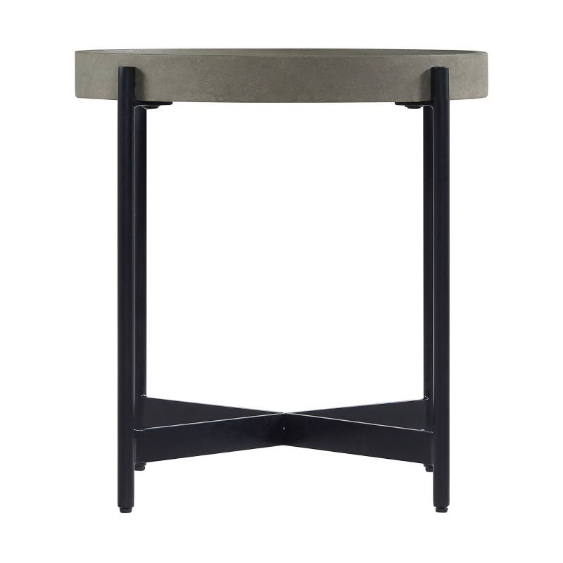 20&#34; Brookline Round Wood with Concrete Coating End Table Concrete Gray - Alaterre Furniture, 4 of 7