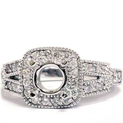 Pompeii3 1/2ct Diamond Semi Mount Antique Engagement Setting
