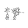 Haus of Brilliance Silver 1/10 Cttw Diamond Star Stud with Bezel Drop Dangle Earrings - 2 of 4