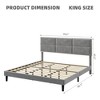 King Bed Frame with Velvet Headboard, Upholstered Platform Base & 1000 lbs Support - 2 of 4