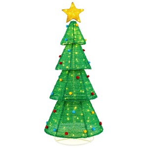 Costway 6.2 FT Collapsible Christmas Tree with  200 Built-in LED Lights Top Star Decoration - 1 of 4