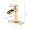 ChicFurnit Bathroom Sink Faucet Black Waterfall Single Handle Faucet with Deck Plate for Elegant Baths, Gold, 15.5"*7.1"*3.5" - 3 of 4