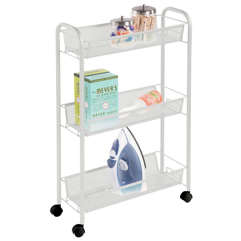 mDesign Steel Slim Rolling Utility Cart Storage Organizer with Shelves, 1 of 8