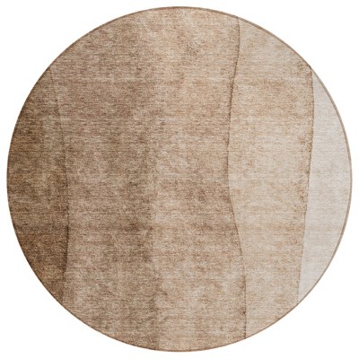 Brown And Beige Ombre Washable Indoor Outdoor Area Rug