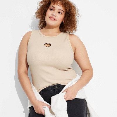 Women's Long Line Tank Top - Wild Fable™ Beige 1X