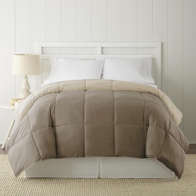 Twin Reversible Stone and Champagne Microfiber Duvet