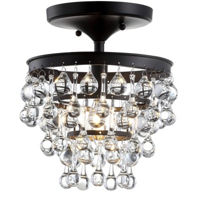 10" Metal/Crystal Toronto Flush Mount (Includes Energy Efficient Light Bulb) Black - JONATHAN Y