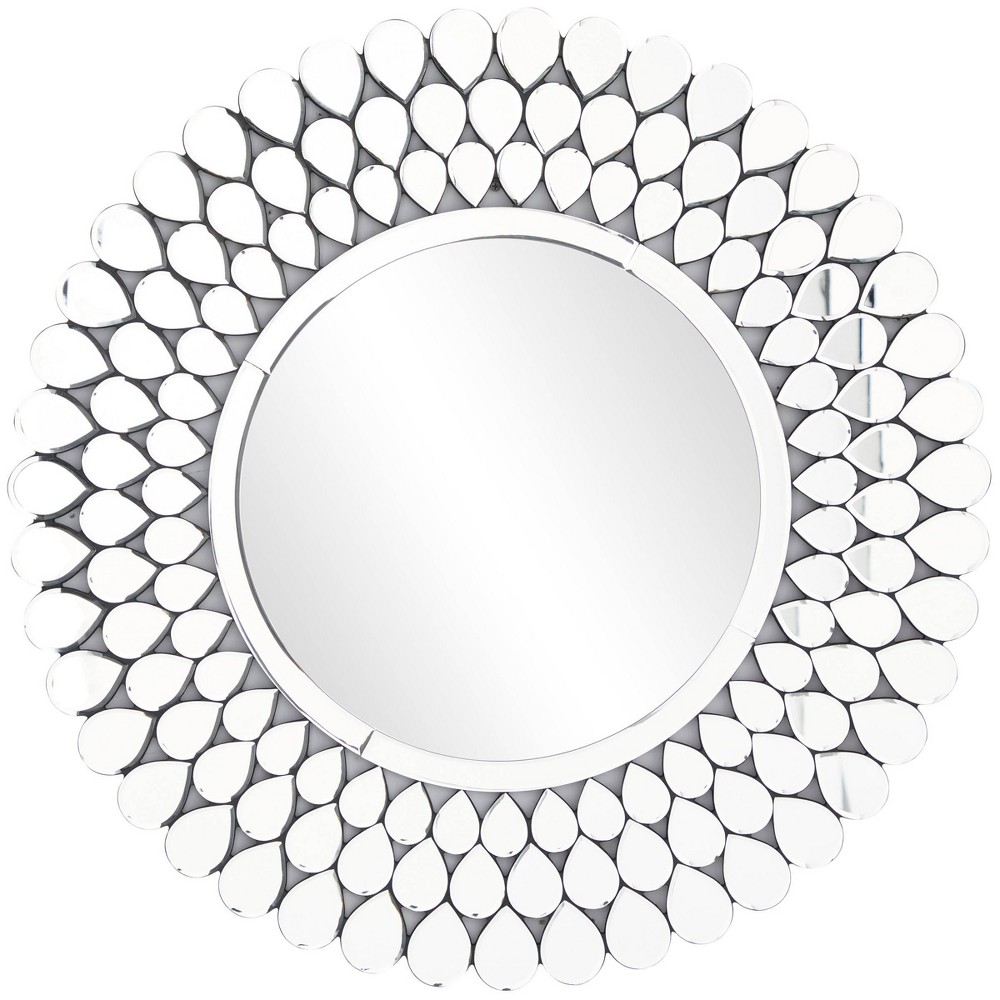 Photos - Wall Mirror 31"x31" Glass Starburst  with Teardrop Embellishment Silver - O