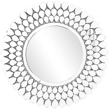 31"x31" Glass Starburst Wall Mirror with Teardrop Embellishment Silver - Olivia & May