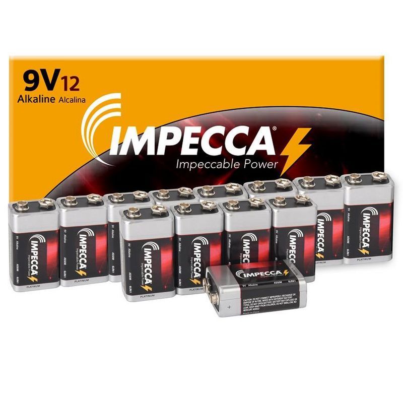 Impecca 9-Volt 12-Pack Alkaline Platinum Batteries (12-Cells), 2 of 4