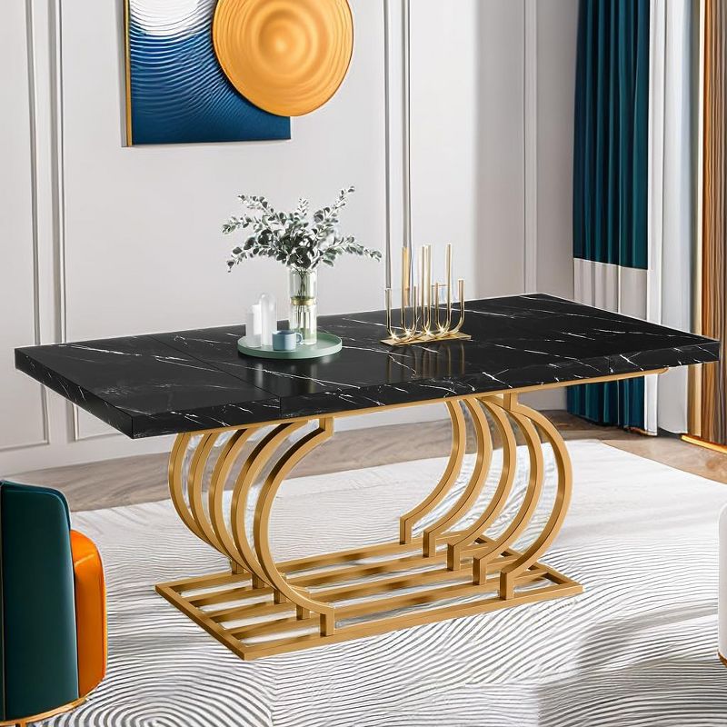Tribesigns 63 inch Geometric Kitchen Dining Table, 2 of 8