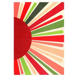 Luxurious Pearl Velvet Rug with Scorching Sun Print, Foldable, Non-Slip, Kid & Pet Friendly, Easy Care for High-Traffic Areas - 1 of 4