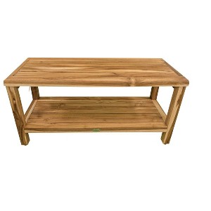 EcoDecors® Eleganto® 36" Teak Wood Shower Bench with Shelf in EarthyTeak® Finish - 1 of 4