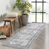 2'x6' Boho Printed Area Rug, Low Pile Non-Slip, Washable, Non-Shedding Vintage Thin Indoor Carpet for Living Room, Nursery, Brown - 3 of 4