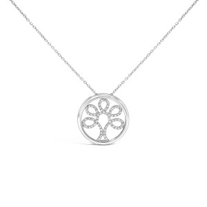 Haus of Brilliance Silver 1/10 Cttw Diamond Tree of Life Pendant Necklace - 1 of 4