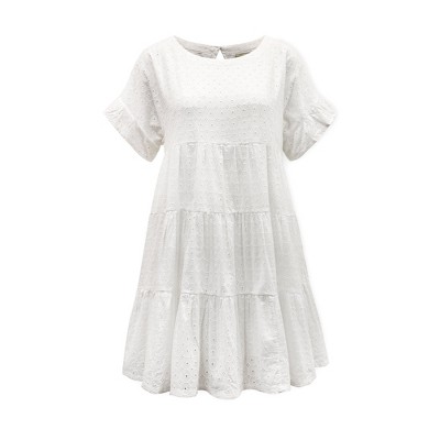 white eyelet womens dress