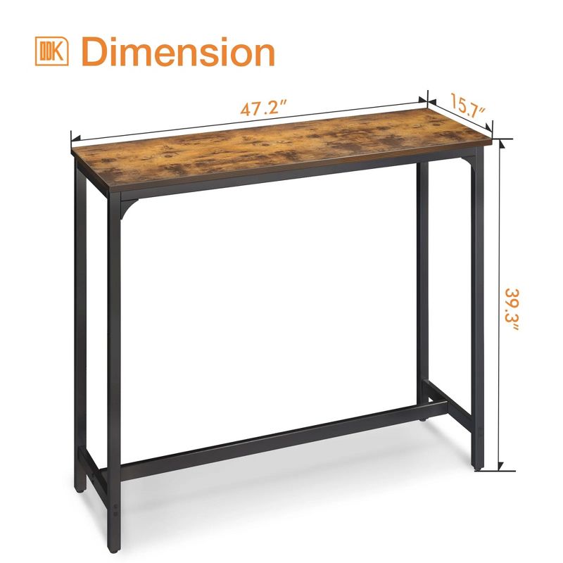ODK Rectangular Modern Bar Height Narrow Pub, Kitchen, and Dining Table with Metal Legs, Easy to Clean Top, and Fast Assembly, 4 of 5
