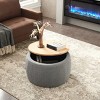 GlasFlength Ottomans and Benches Round Storage Portable Ottoman with Dual Function Simple Design for Modern Living Spaces, Gray, 26.25"*26"*16.88" - 2 of 4