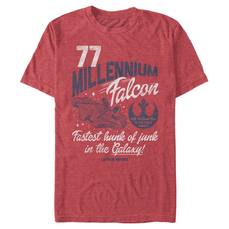 Men's Star Wars Millennium Falcon Fastest Junk 77 T-Shirt, 1 of 6