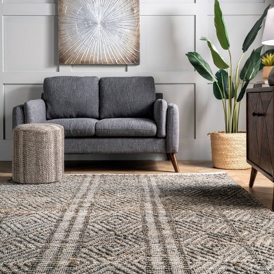 Handmade Dark Grey Tufted Diamond 5x8 Area Rug