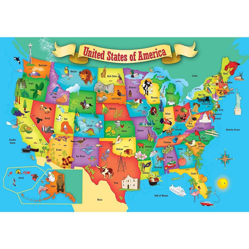 MasterPieces Inc USA Map 44 Piece Real Wood Jigsaw Puzzle, 1 of 7