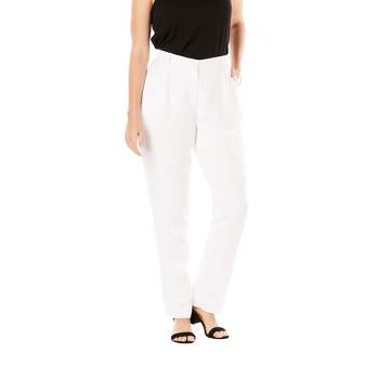 Roaman's Women's Plus Size Linen Wide-leg Pant - 22 W, White : Target
