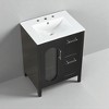 24" Bathroom Vanity with Ceramic Sink, Moru Glass Cabinet, Two Drawers, Adjustable Shelf, Solid Wood & MDF Construction for Small Bathrooms - 4 of 4