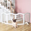KWPZQEB Wooden Freestanding Foldable Pet Gate, 27.6" 4 Panels Step Over Fence with 2 pcs Support Feet Ideal for Stairs, Doorways, Kitchens, White - 3 of 4