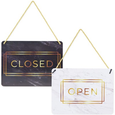 Stockroom Plus 2 Pack Double Sided Open and Closed Sign for Businesses, Marble (11.5 x 8.5 in)