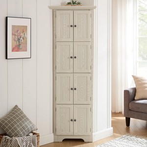 4-Tier 72" Corner Kitchen Pantry Storage Cabinet with 8 Doors Tall Storage Cabinet, Home Farmhouse Bookshelf Cabinet for Bathroom, Living Room - 1 of 4