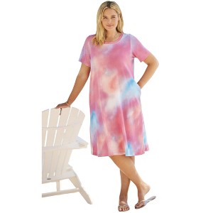 Woman Within Perfect Short-Sleeve Crewneck Tee Dress - 1 of 4