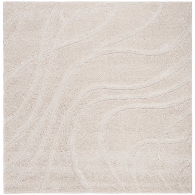 6'7"x6'7" Swirl Loomed Square Area Rug Cream/Cream - Safavieh