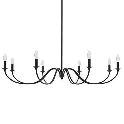 LNC Bohonicist 47.2-in Candle Chandelier, 8-Light Matte Black, Modern Transitional