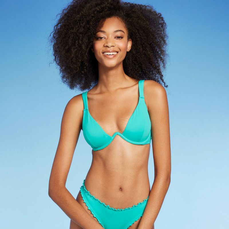 Women&#39;s Underwire Bikini Top - Shade &#38; Shore&#8482; Teal Blue 38DD, 4 of 8