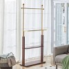 SEVOBAL Freestanding Coat Rack with Golden Stainless Steel Frame and Walnut Wood Double Layer Design, Gold, 36.2"*11.8"*68.9" - 3 of 4