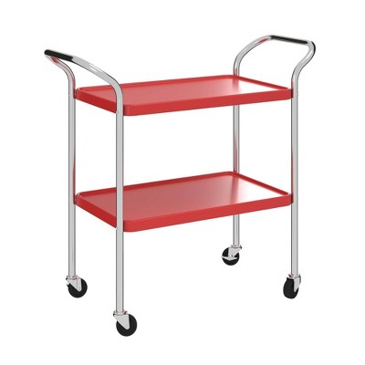 2 Tier Serving Cart Red/Silver - Room and Joy