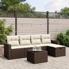 vidaXL 6 Piece Patio Sofa Set with Cushions Brown and Cream Poly Rattan - Without Storage, 6 Items - 2 of 4
