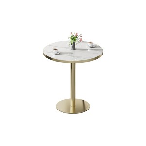 Vynxaria Elegant Round Coffee Tables with Faux Marble Top - 1 of 4