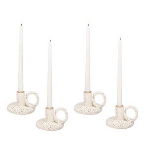 Elanze Designs Vintage Style Resin Stone Taper Candle Holders, Mantle Decorations, Dining Table Centerpiece, Home Decor, Candlestick Holder for - 1 of 4