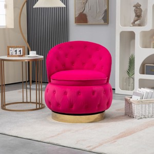 360 Degree Swivel Armchair Cuddle Chairs With Wide Upholstered,Barrel Armchair With Storage,Fluffy Velvet Fabric Chair-Cuddlewood - 1 of 4