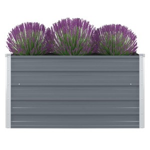 vidaXL Raised Garden Bed Grey Galvanized Steel 39.4x39.4x17.7 in Durable - 1 of 4