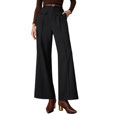 Womens Flare Palazzo Pants Dressy Casual Business Work Office Slacks Trousers High Waist Wide Leg